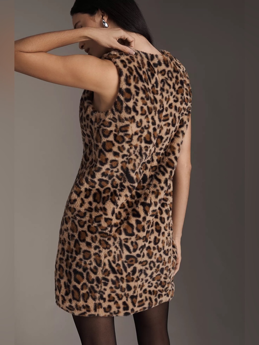 Anthropologie Siempre Sleeveless Printed Faux Fur Mini Dress XL - Picture 4 of 8